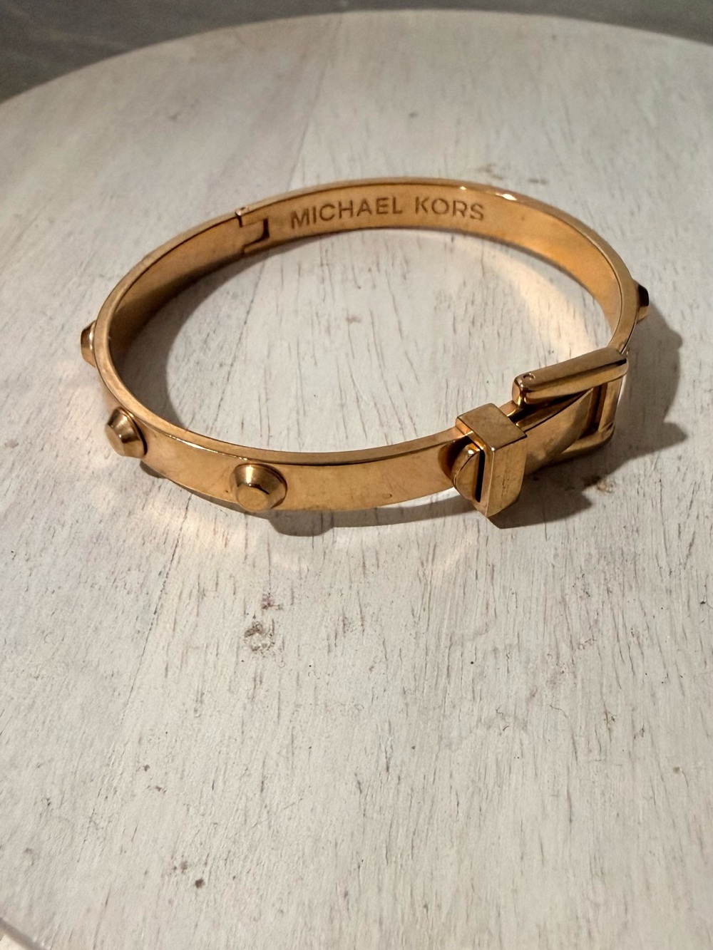 Michael Kors Gold-tone Buckle & Stud Hinged Bangle